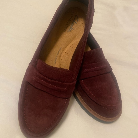 Clarks Collection Leather Loafers Westlynn Bay Maroon Sz 7.5 In Like New Cond - Picture 4 of 6
